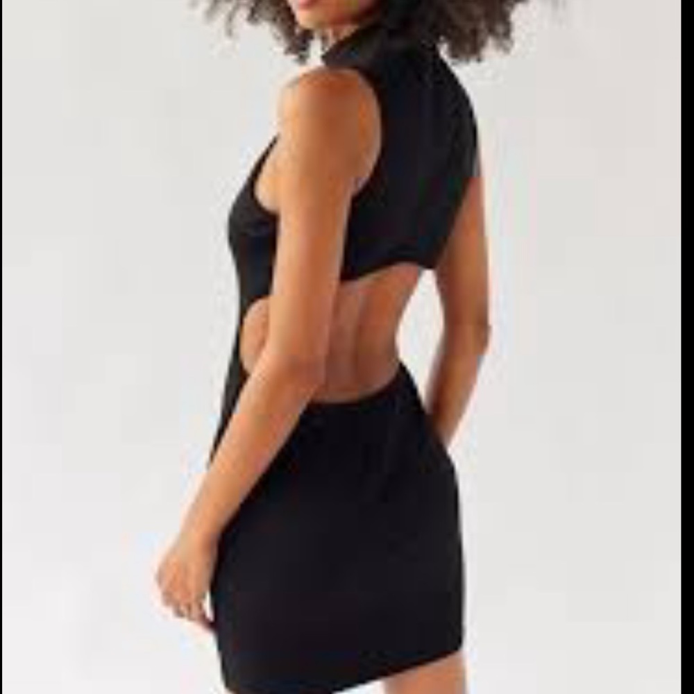 Black Mock Neck Cut-Out Mini Dress